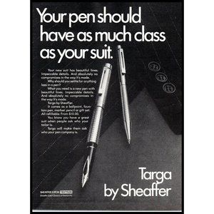 1978 Targa Pen by Sheaffer Vintage Print Ad Business Suit 70s Fashion Wall Art